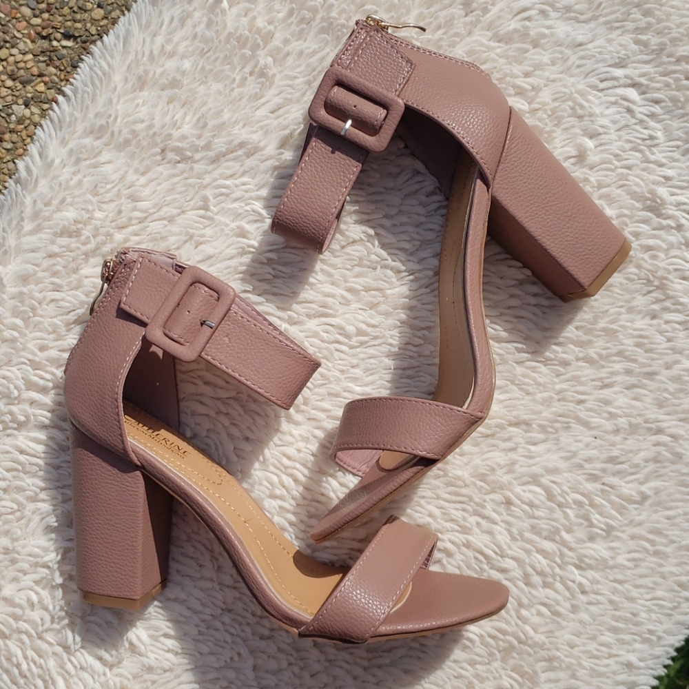 Blush Ankle Strap Block High Heel Sandal - Picture 2 of 11